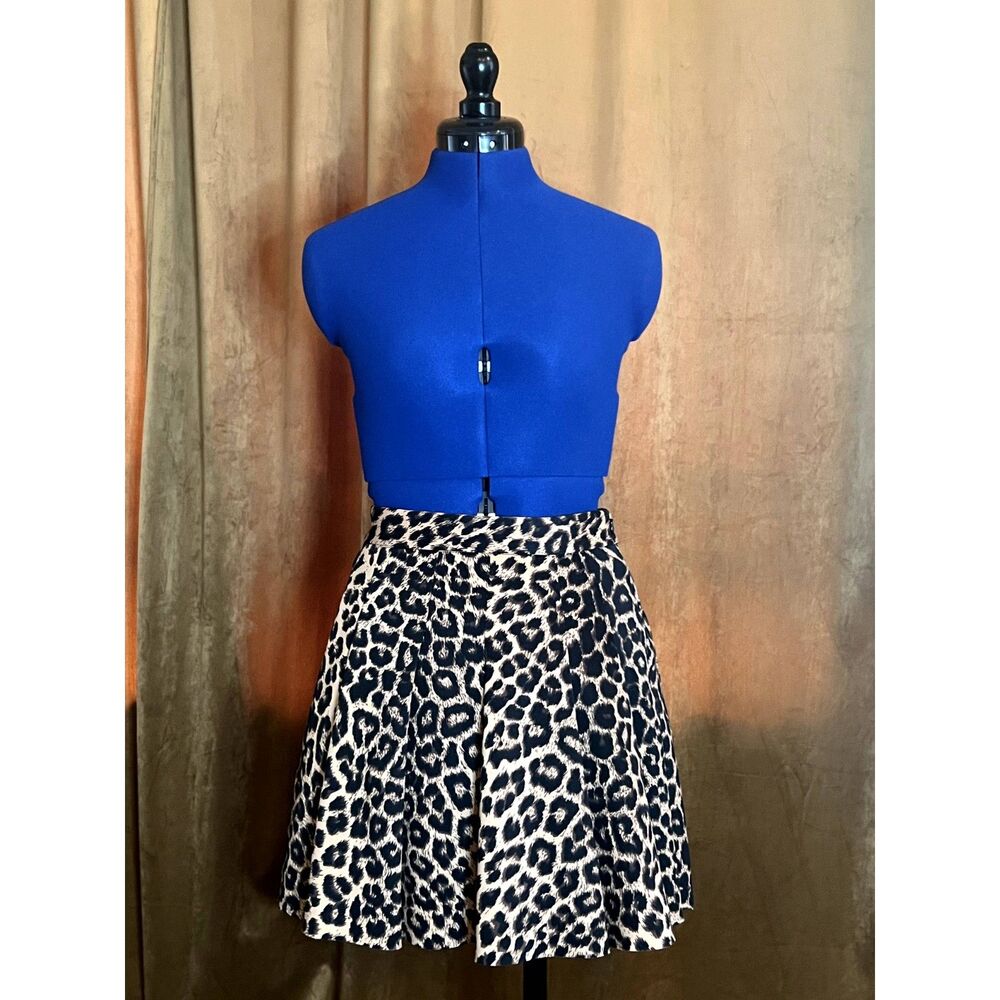 Mural Leopard Pleated Skirt I Size S